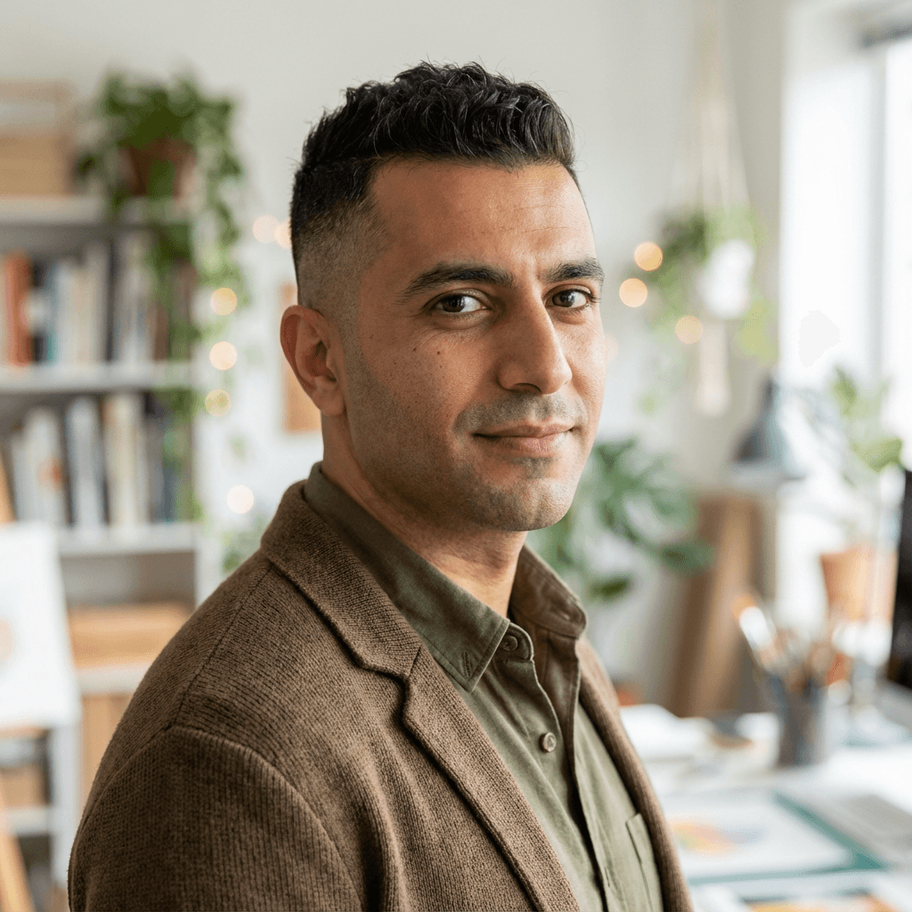 Male homeowner in his 50s, Black, calm and satisfied demeanor